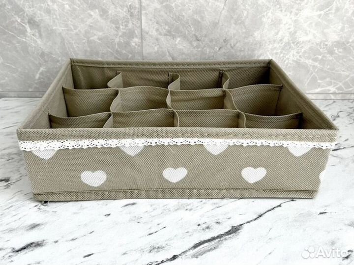 Органайзер для хранения вещей с ячейками бежевый