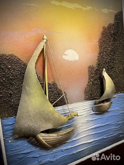 Картина обьемная. Лодки