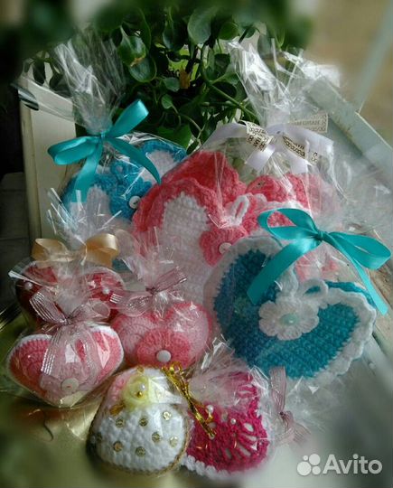 Прихватки-сердечки крючком