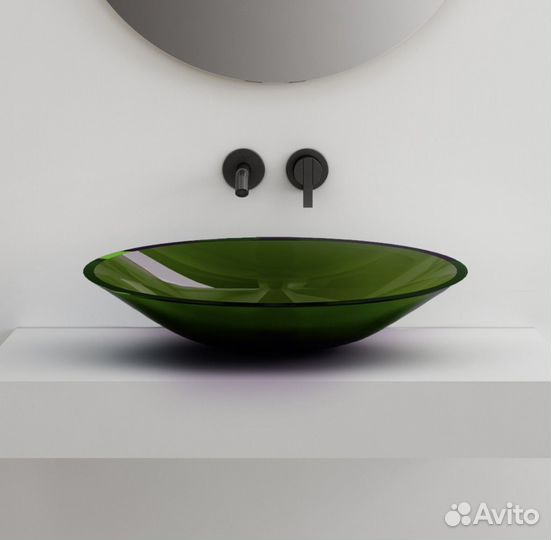 Раковина накладная зеленая из полиэфирной смолы