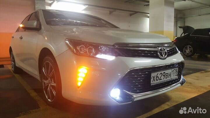 Camry 55 LED Фонари дхо в передний бампер E7WW1