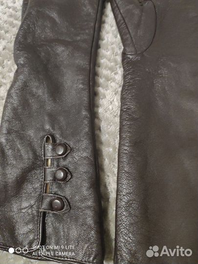 Высокие кожаные перчатки