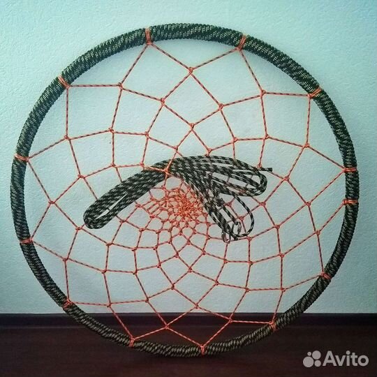 Качели гнездо 90 см с оранжевой сеткой