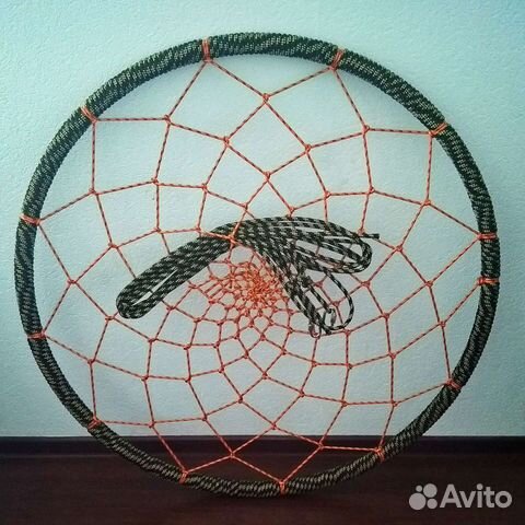 Качели гнездо 90 см с оранжевой сеткой