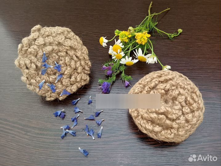 Мочалка из джута ручной работы