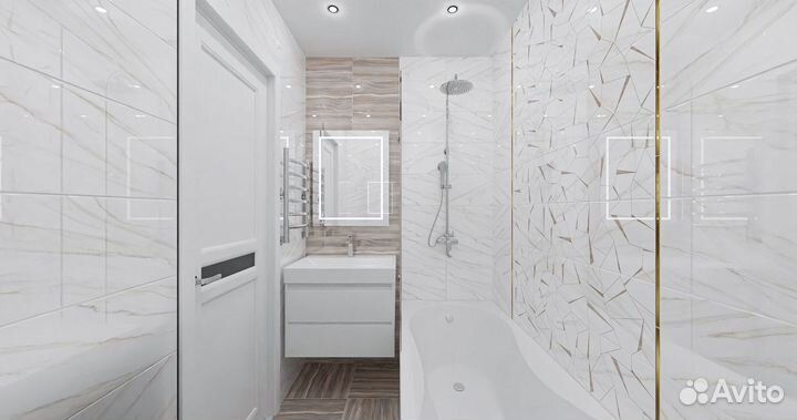 Дизайн проект ванной и санузла +расчёт материалов