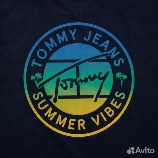 Мужская синяя хлопковая футболка Tommy Jeans