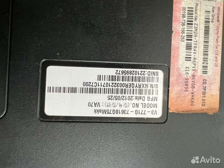 Ноутбук acer V3-771G core I7 3.3ghz + GF730