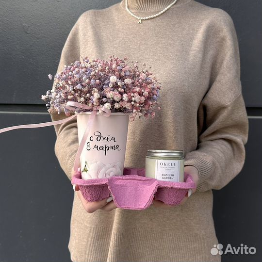 Цветочный стаканчик + свечка