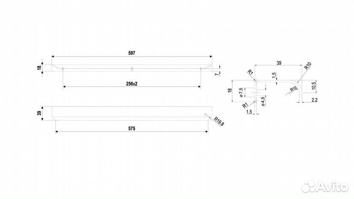 Торцевая ручка 512мм черный матовый monte RT110BL