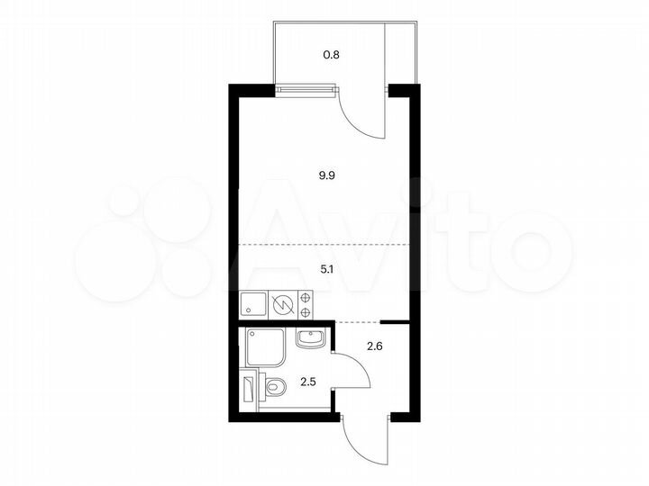 Квартира-студия, 20,9 м², 3/19 эт.