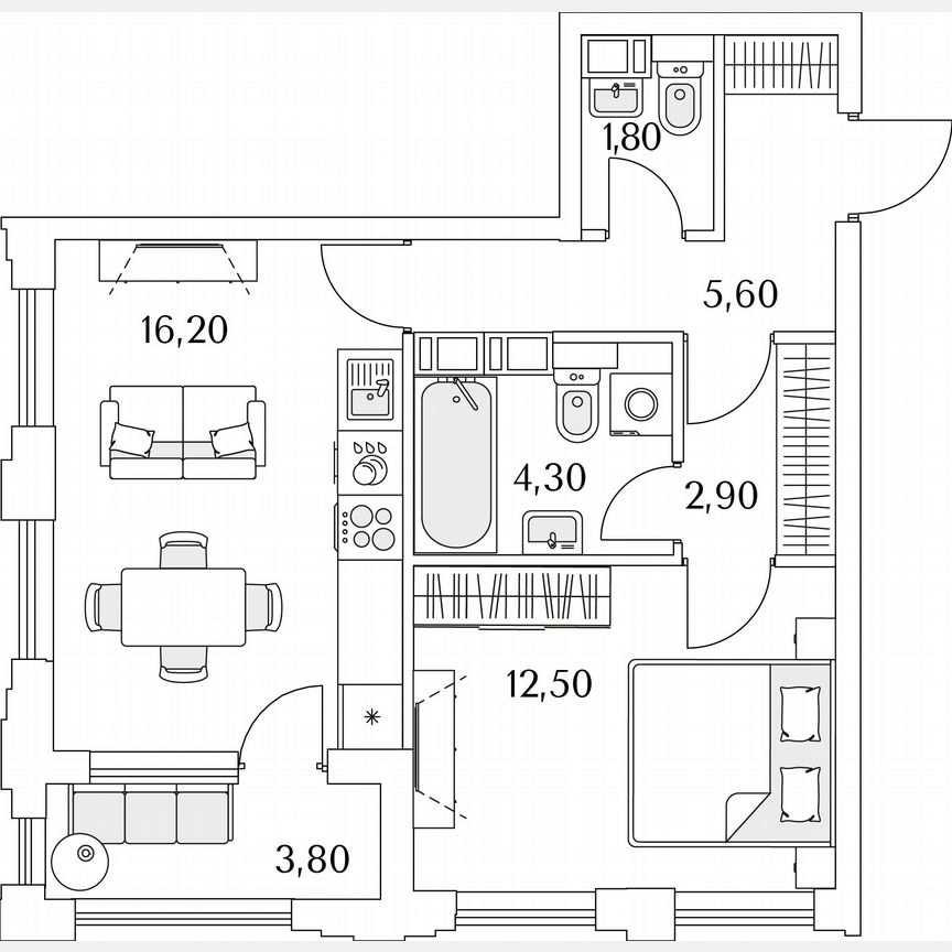 1-к. квартира, 45,2 м², 3/13 эт.