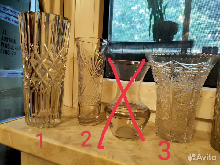 Хрусталь СССР, вазы, конфетница, блюдо