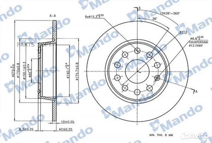 Диск тормозной audi MBC035344 mando