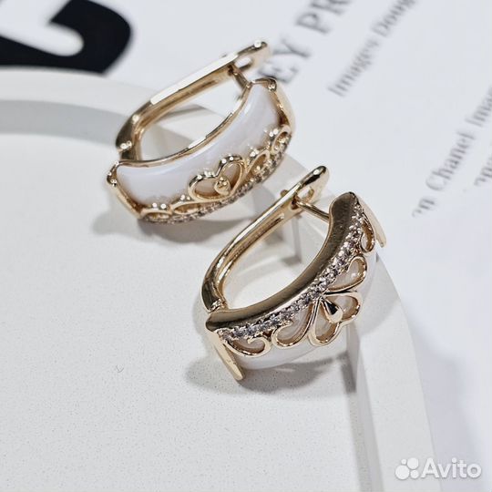 Серьги покрытие золото керамика