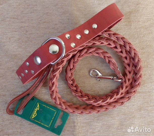 Ошейники+поводки. Натуральная кожа. Россия. Новые