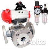 Кран шаровой DN.ru 316-316-ptfe Ду80 Ру16 полнопроходной, тип L, фланцевый, нерж. сталь SS316, ISO-ф