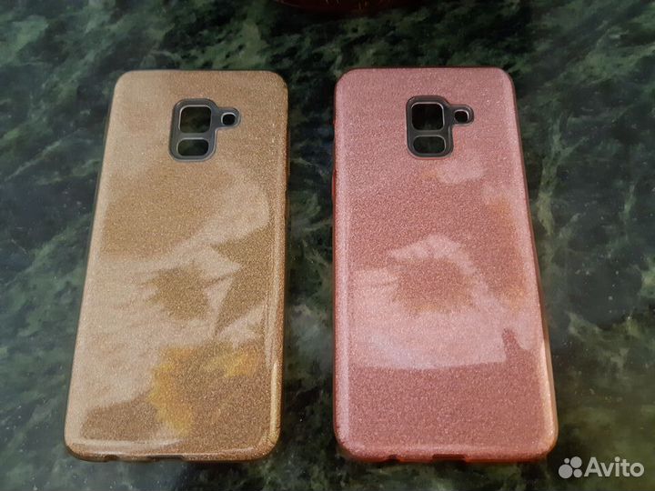 Силиконовый чехол с блестками Samsung Galaxy A8