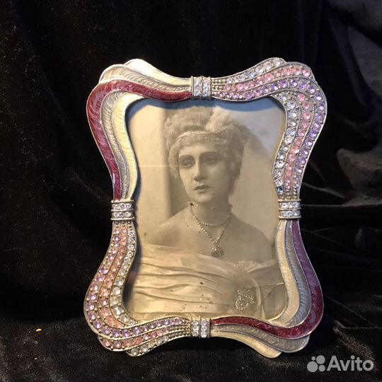 Старинная фотография в эмалевой рамке 1922 г