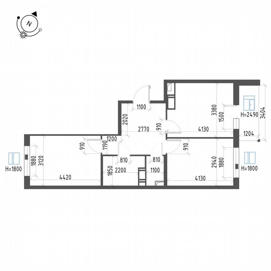 2-к. квартира, 57,8 м², 12/12 эт.