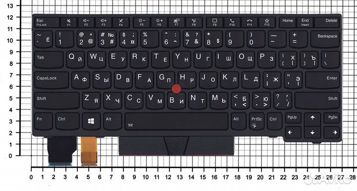 Клавиатура для Lenovo ThinkPad X13 Yoga Gen 1 черная с подсветкой