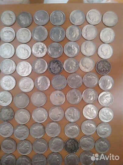 Монетки ONE dime 200 штук и 6 серебрянных