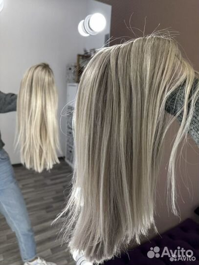 Парик из натуральных волос блонд Clip hair