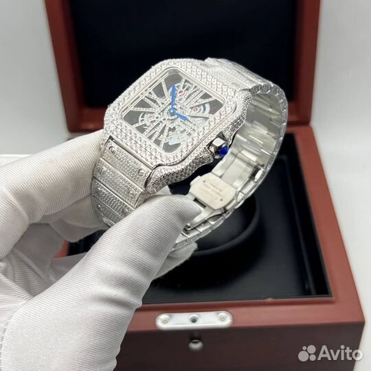 Часы Cartier Santos Swarovski Skeleton