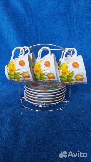 Набор чайный 12 предметов на металлическом стенде