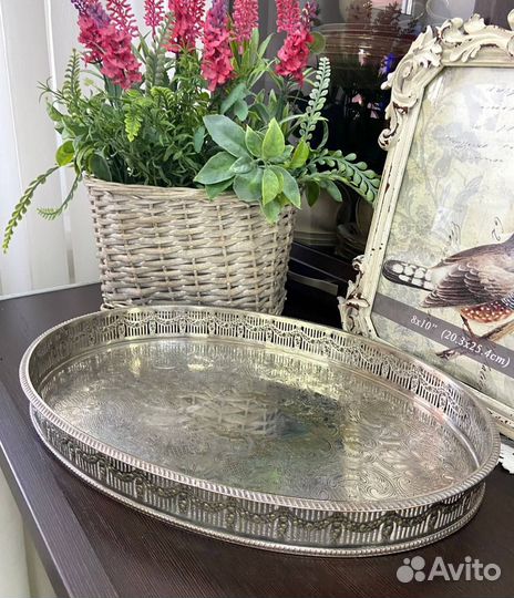 Поднос. Серебрение по латуни. Англия