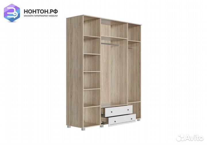 Шкаф 4-створчатый Мадлен дуб сонома светлый / ясен