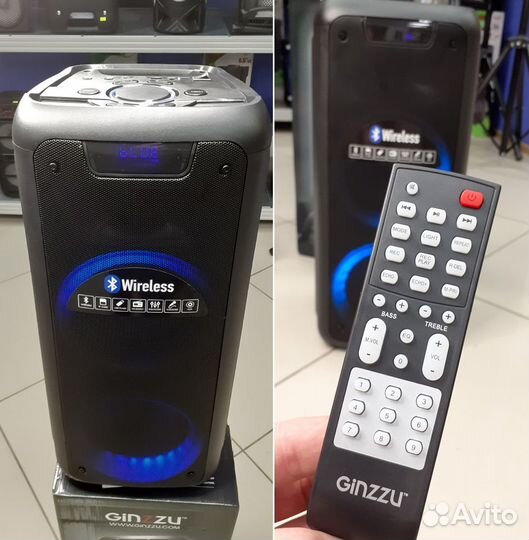 Колонка Ginzzu + сабвуфер 200вт 65см Rgb подсветка