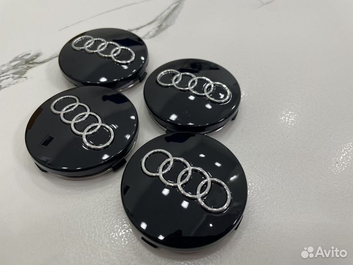 Колпачки в диски Audi 60 мм черные колесные