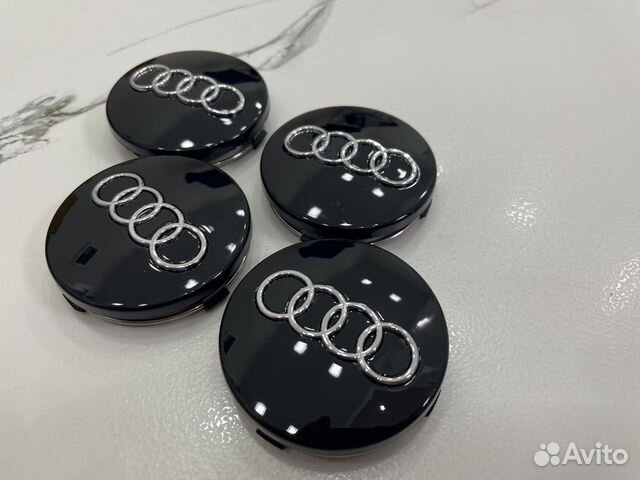 Колпачки в диски Audi 60 мм черные колесные