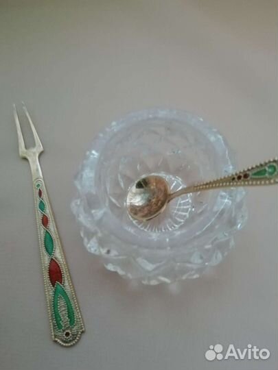 Ложка д/специй+вилка д/лимона СССР серебро