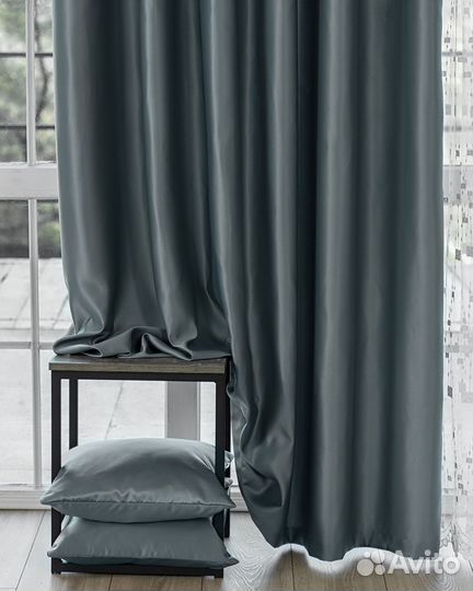 Портьеры сатен Адора Базальтовый шторы