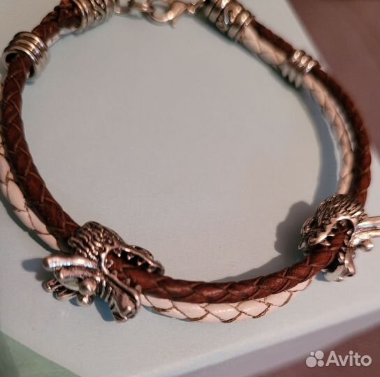 Браслет кожанный с символом года Дракон