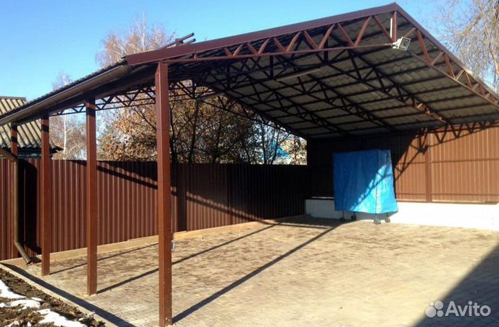 Двухскатный навес из поликарбоната в Саранске