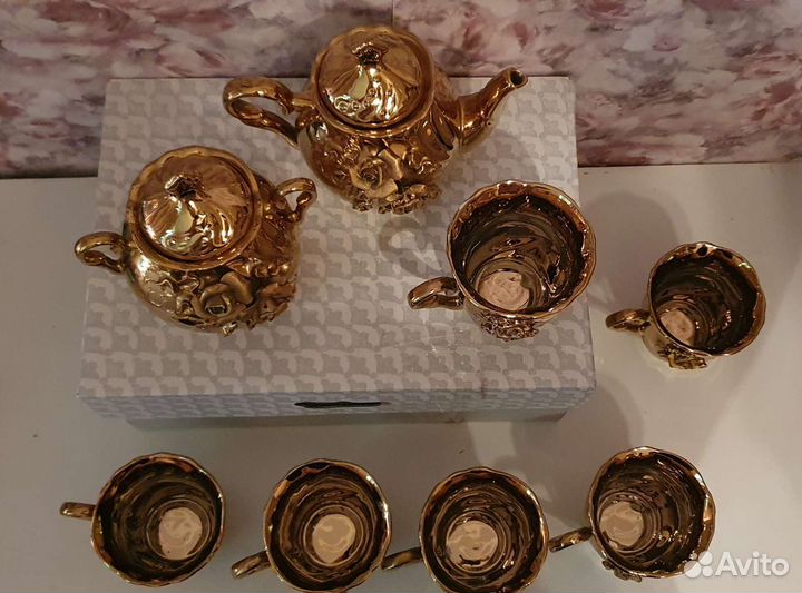 Чайный сервиз золотая роза