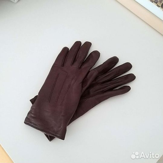 Перчатки кожаные с подкладом женские, новые