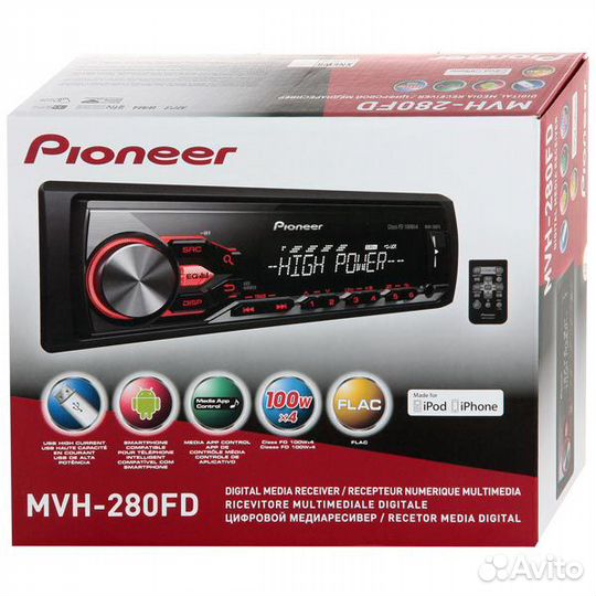Автомагнитола Pioneer MVH-280FD (4 x 100 Вт)