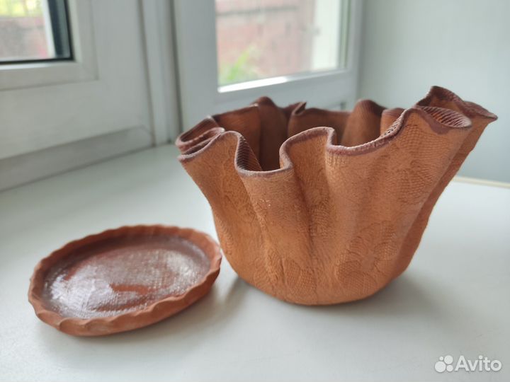 Керамический цветочный горшок ручной работы