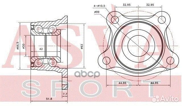 Подшипник ступицы колеса (комплект) зад прав