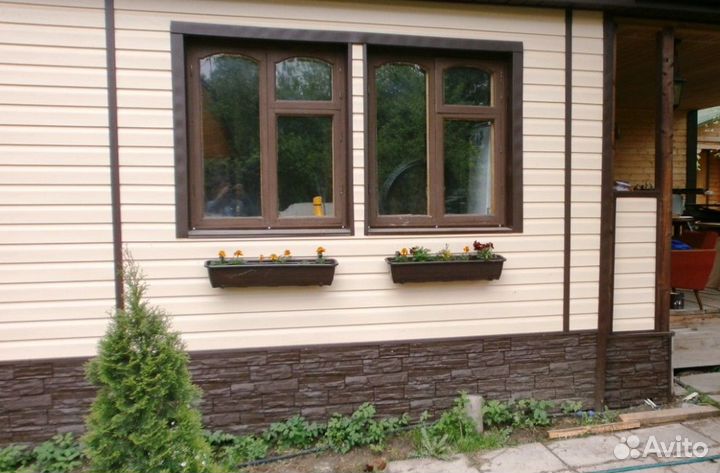 Фасадные панели Fineber дачный Скол коричневый