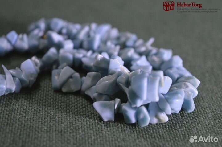 Бусы, ожерелье, 38 см. Мелкий голубой камень