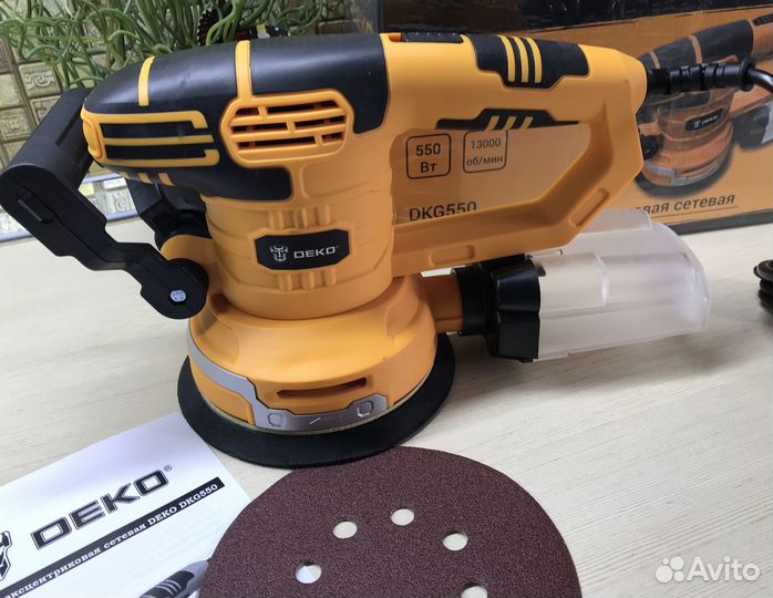 Эксцентриковая сетевая шлифмашина deko 550Вт 150мм