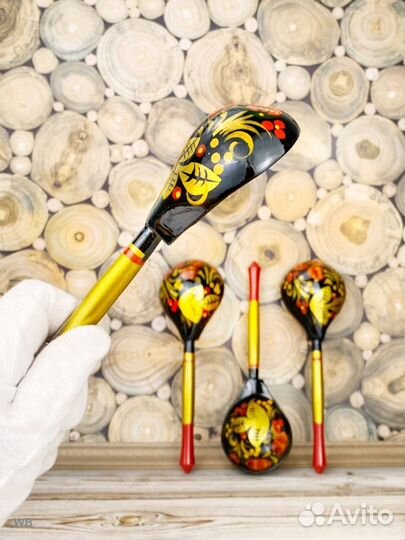 Русский сувенир ложка деревянная хохломская
