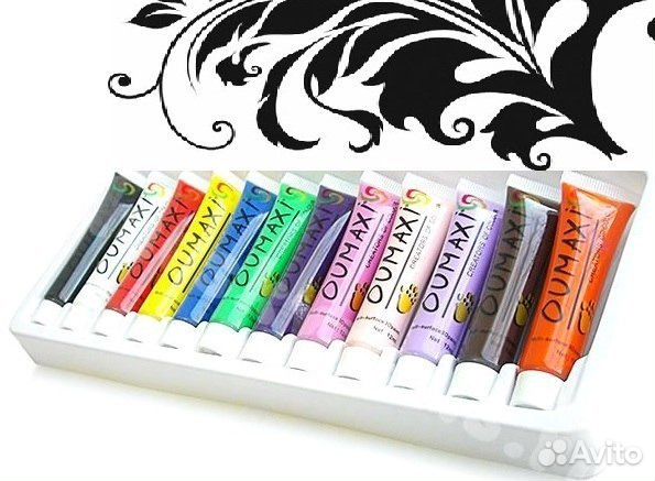 Набор акриловых красок oumaxi 12 ярких цветов