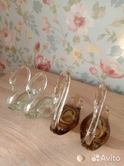 Статуэтки Лебеди Стекло СССР