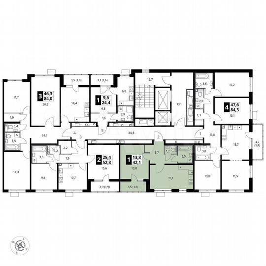 1-к. квартира, 42,1 м², 13/23 эт.
